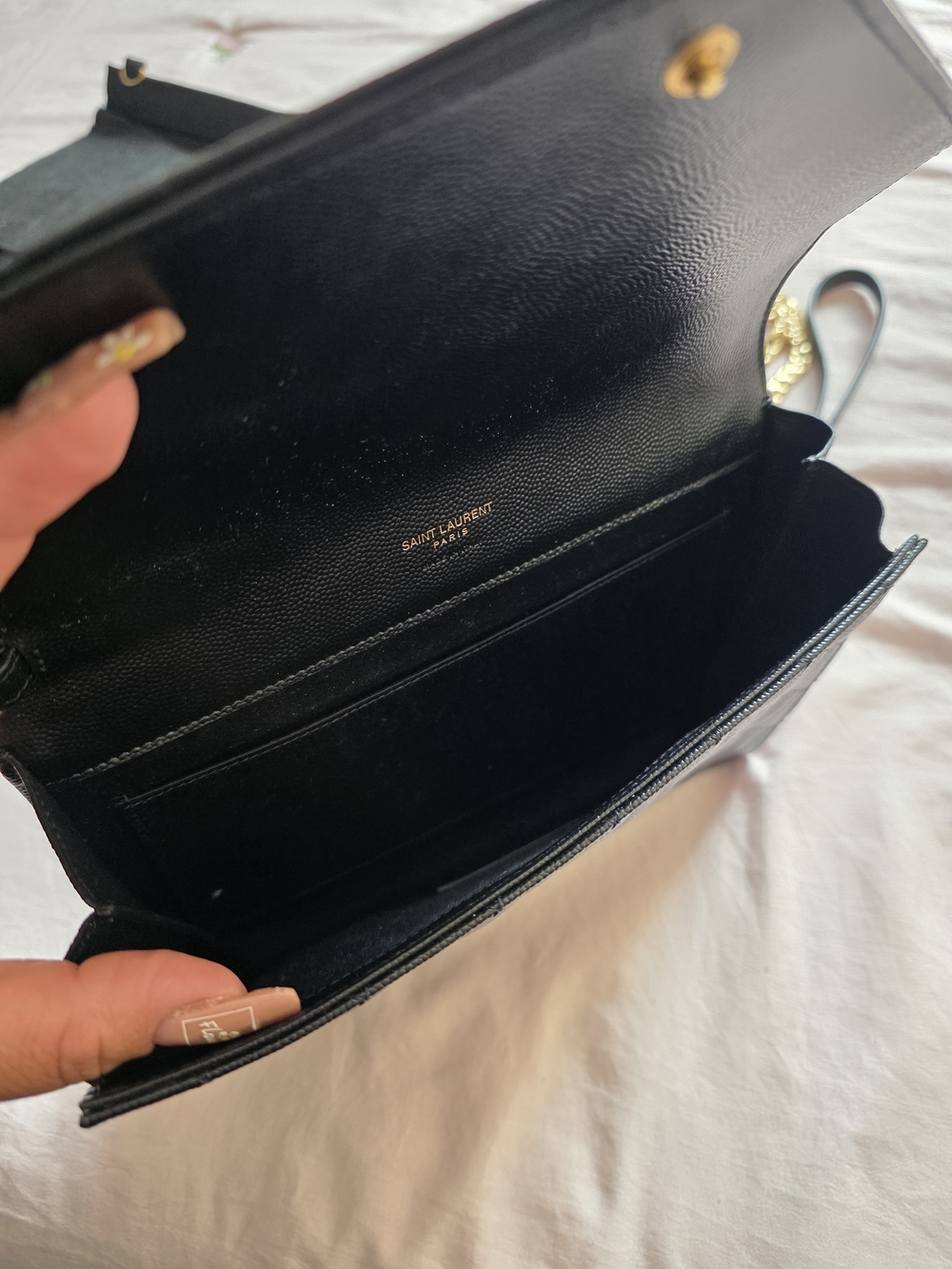 Saint Laurent Black Quilted Envelope Chain Wallet - Picture 8 of 15